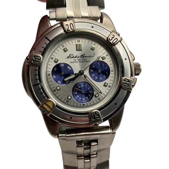 Eddie Bauer Men's Quartz Watch 39mm - New Battery - LG 3 Eye - Multifunction - Picture 1 of 8